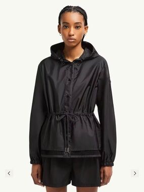 Moncler Black Hooded Drawstring Waist Utility Jacket